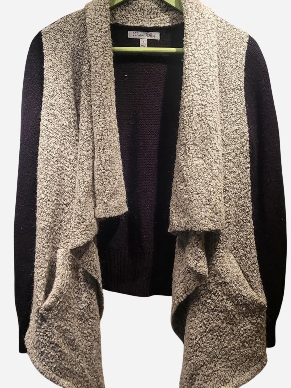 Black 🖤 Sweater Cardigan with Cream Textured Drape